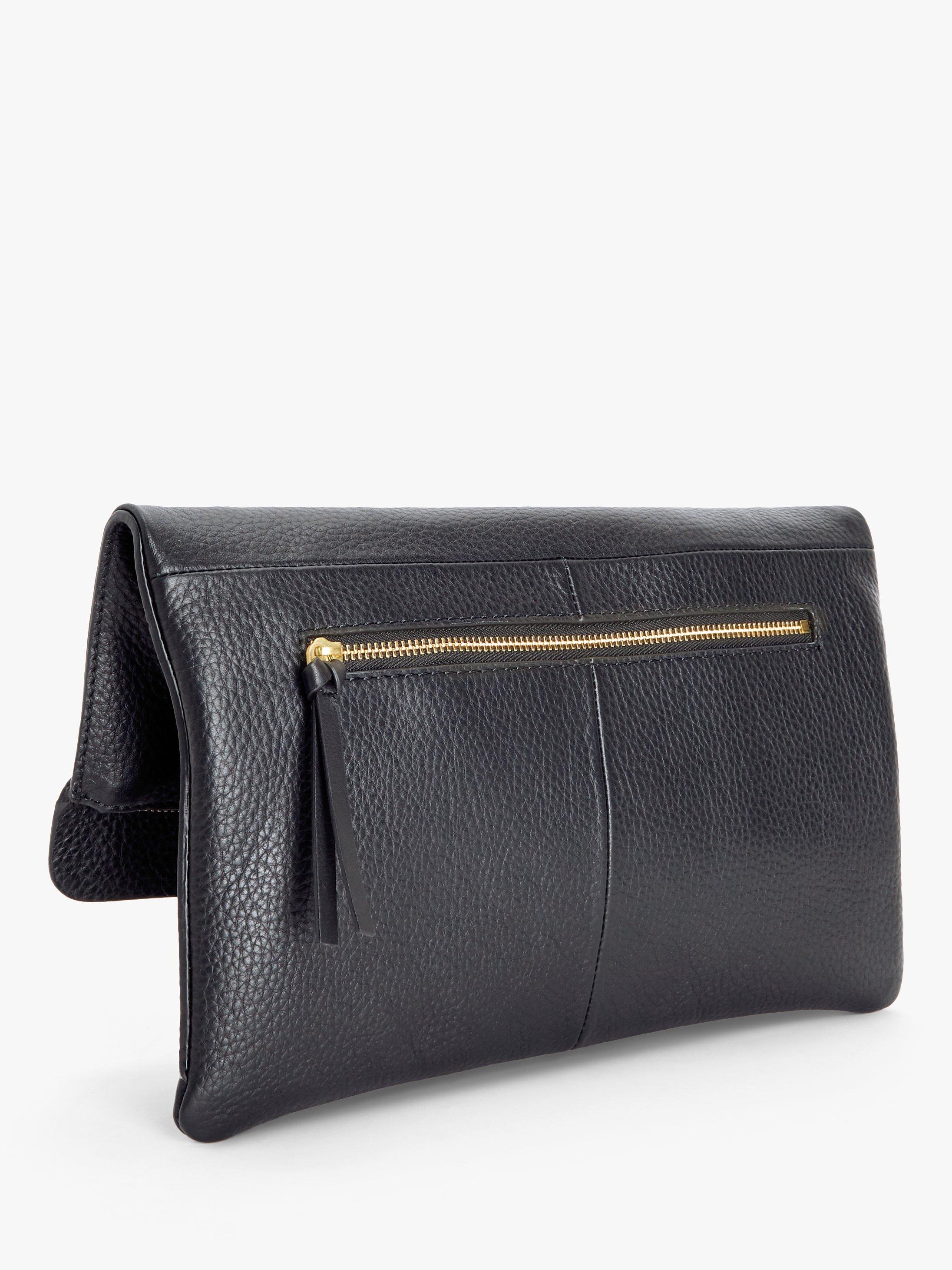 John Lewis Leather Mistry Large Clutch Bag, Black