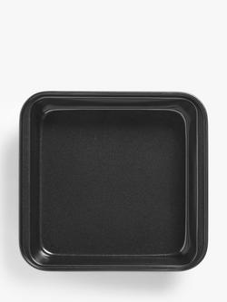 John Lewis Carbon Steel Non-Stick Square Cake Tin, 20cm, Black
