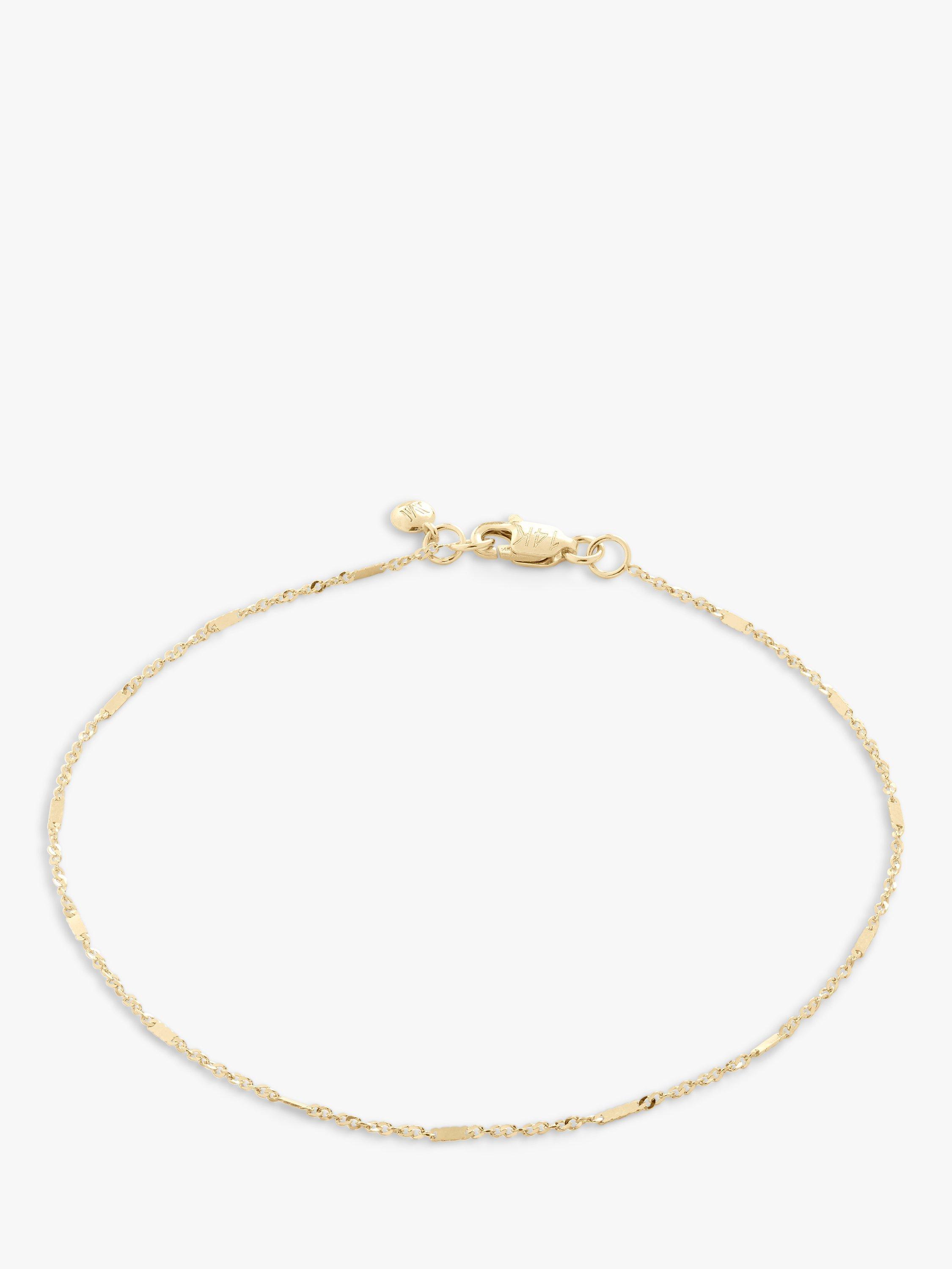 Product image 1 of 3, which shows Monica Vinader Shimmer 14ct Yellow Gold Mixed Link Chain Bracelet, Gold, Large