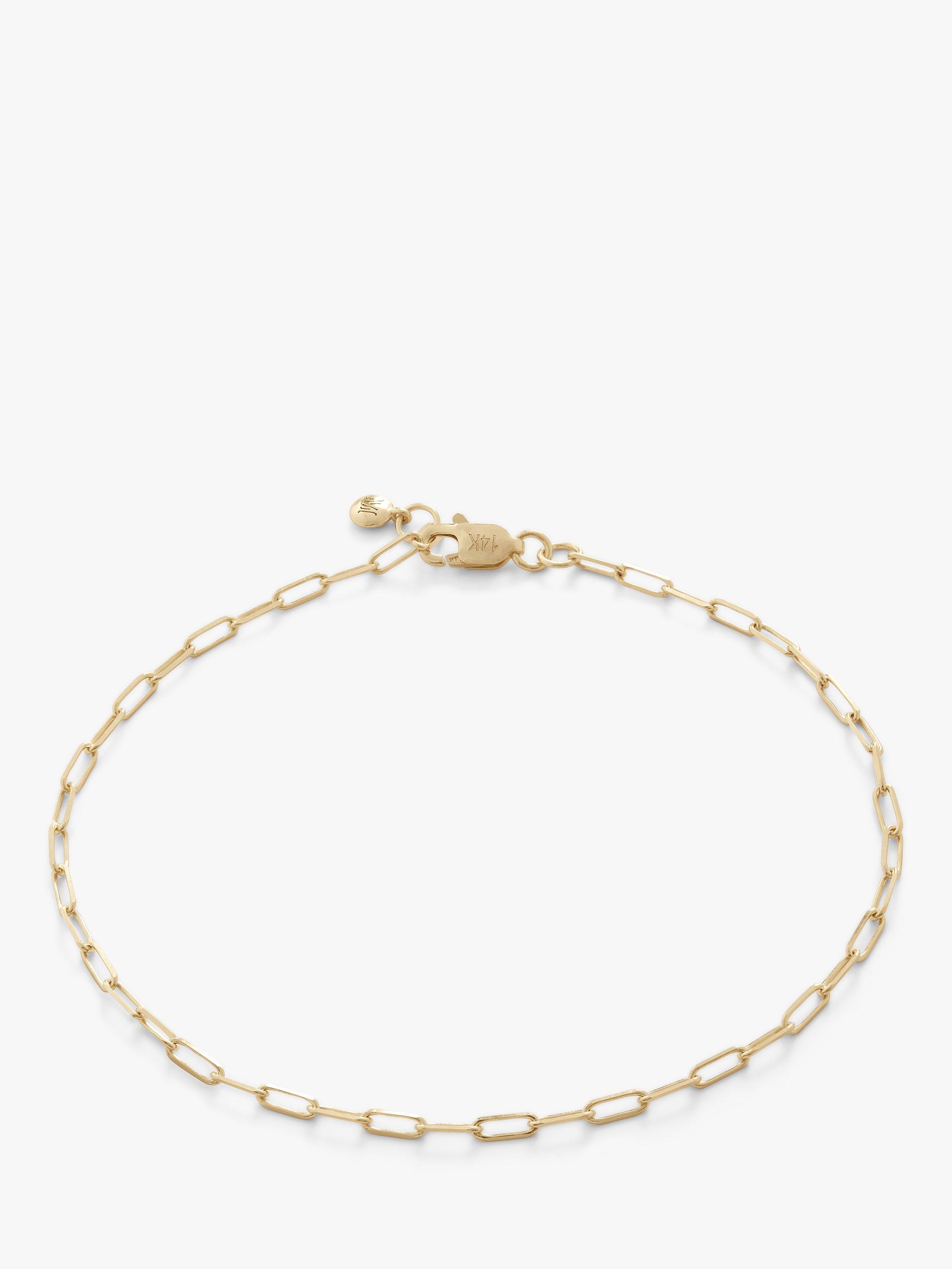 Monica Vinader 14ct Yellow Gold Paperclip Link Chain Bracelet, Gold