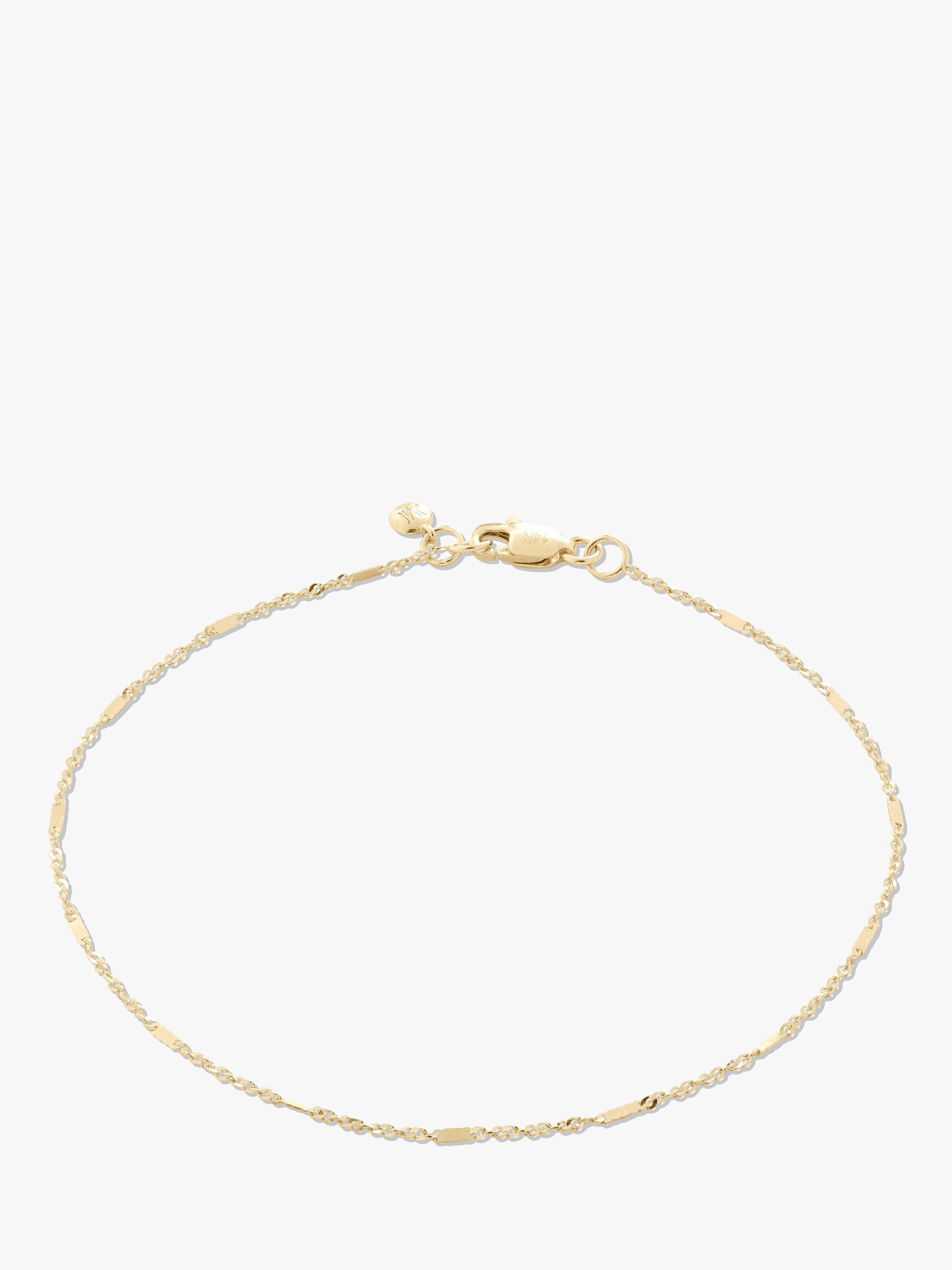 Monica Vinader Shimmer 14ct Yellow Gold Mixed Link Chain Bracelet, Gold