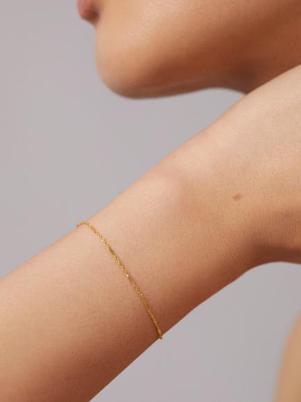 Monica Vinader Shimmer 14ct Yellow Gold Mixed Link Chain Bracelet, Gold - view 2, Gold