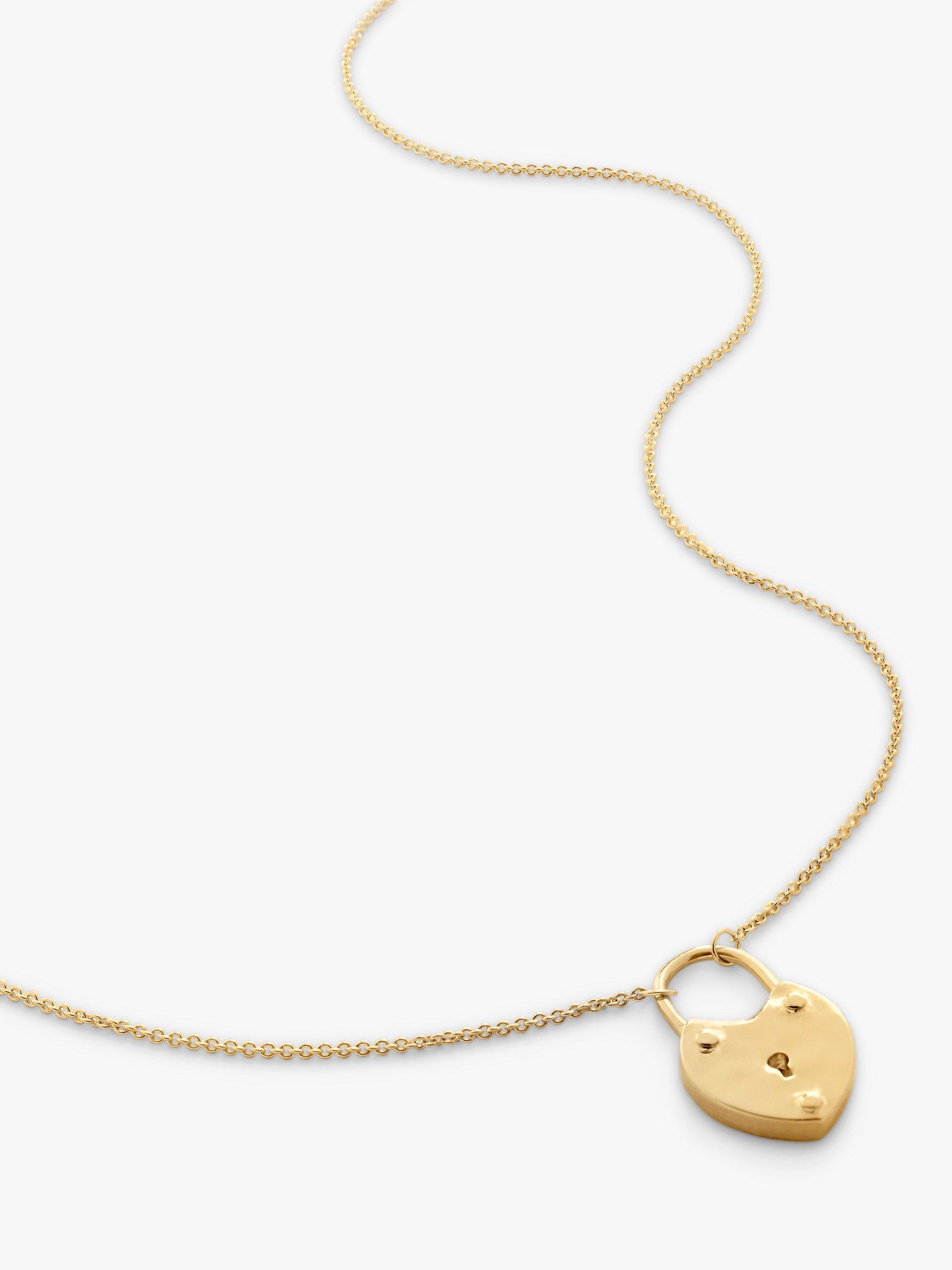 Product image 1 of 3, which shows Monica Vinader Padlock Heart Pendant Necklace, Gold
