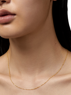 Monica Vinader 14ct Solid Gold Shimmer Chain Necklace, Gold - view 2, Gold