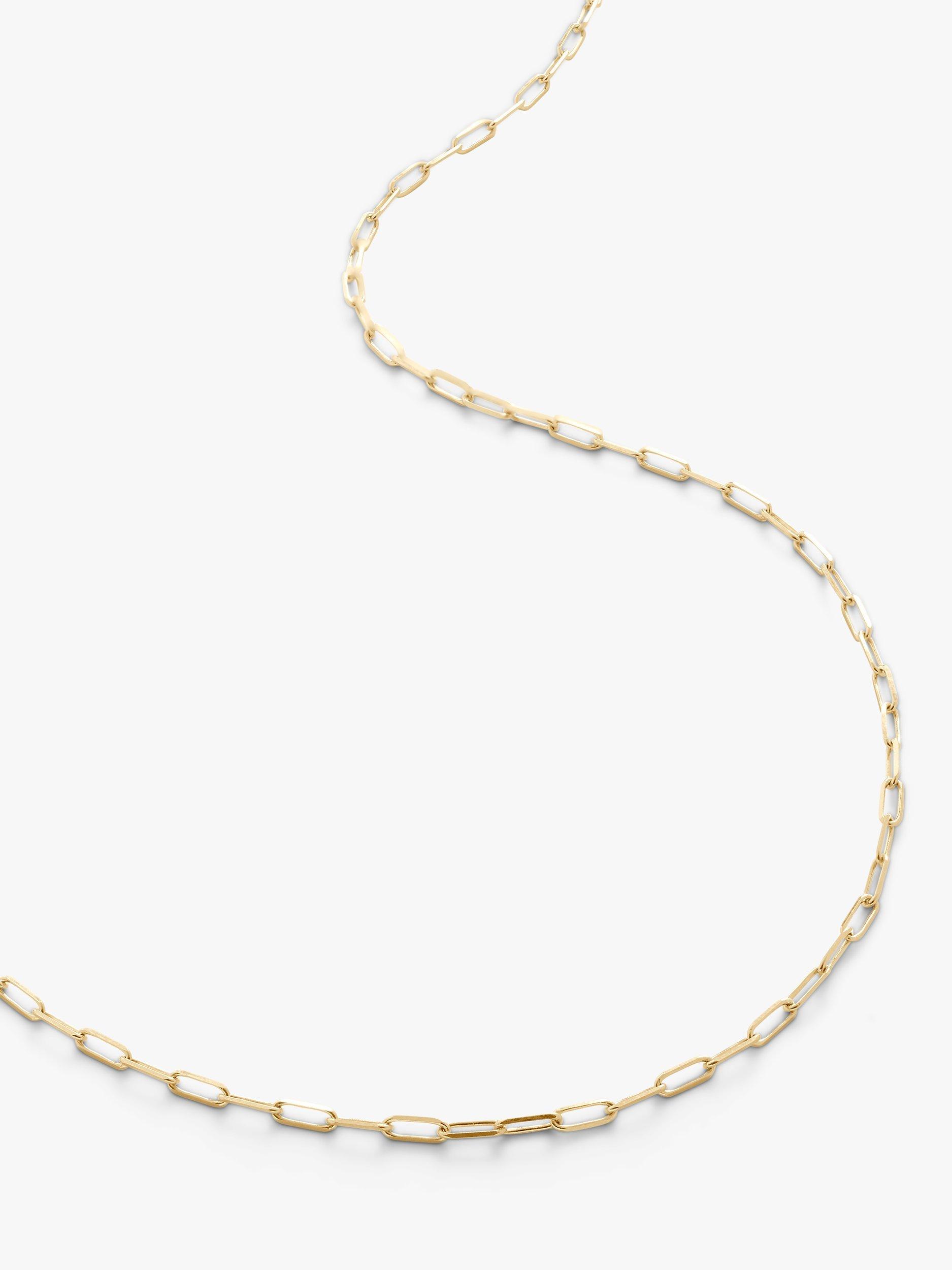 Product image 1 of 2, which shows Monica Vinader 14ct Yellow Gold Mini Paperclip Chain Necklace, Gold