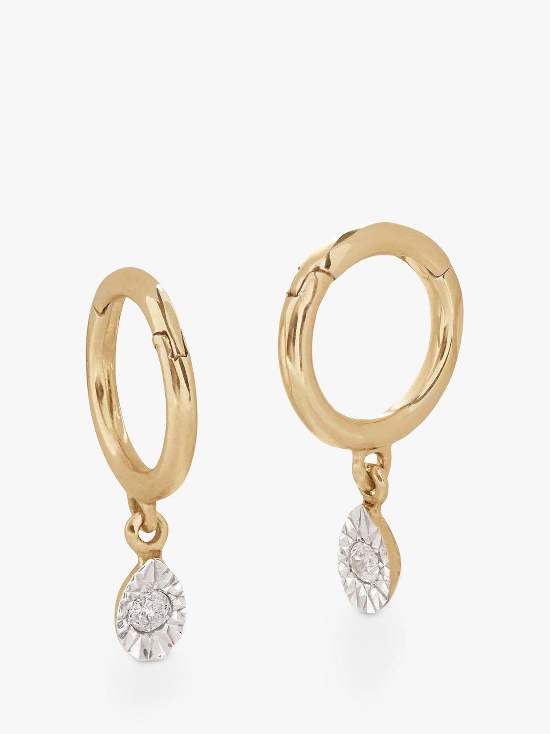 Product image 1 of 2, which shows Monica Vinader Marquise 14ct Yellow Gold Diamond Drop Earrings, Gold