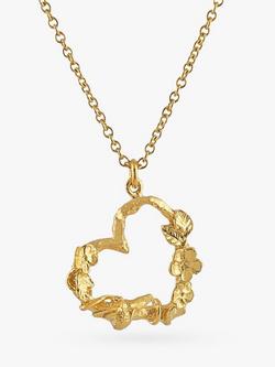 Alex Monroe Floral Heart & Baby Bee Pendant Necklace, Gold, Gold