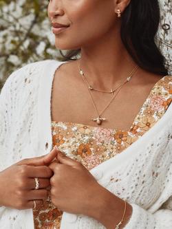 Alex Monroe Floral & Baby Bee Chain Necklace, Gold/Silver - view 2, Gold/ Silver