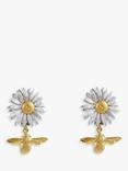 Alex Monroe Daisy & Baby Bee Drop Earrings, Gold/Silver