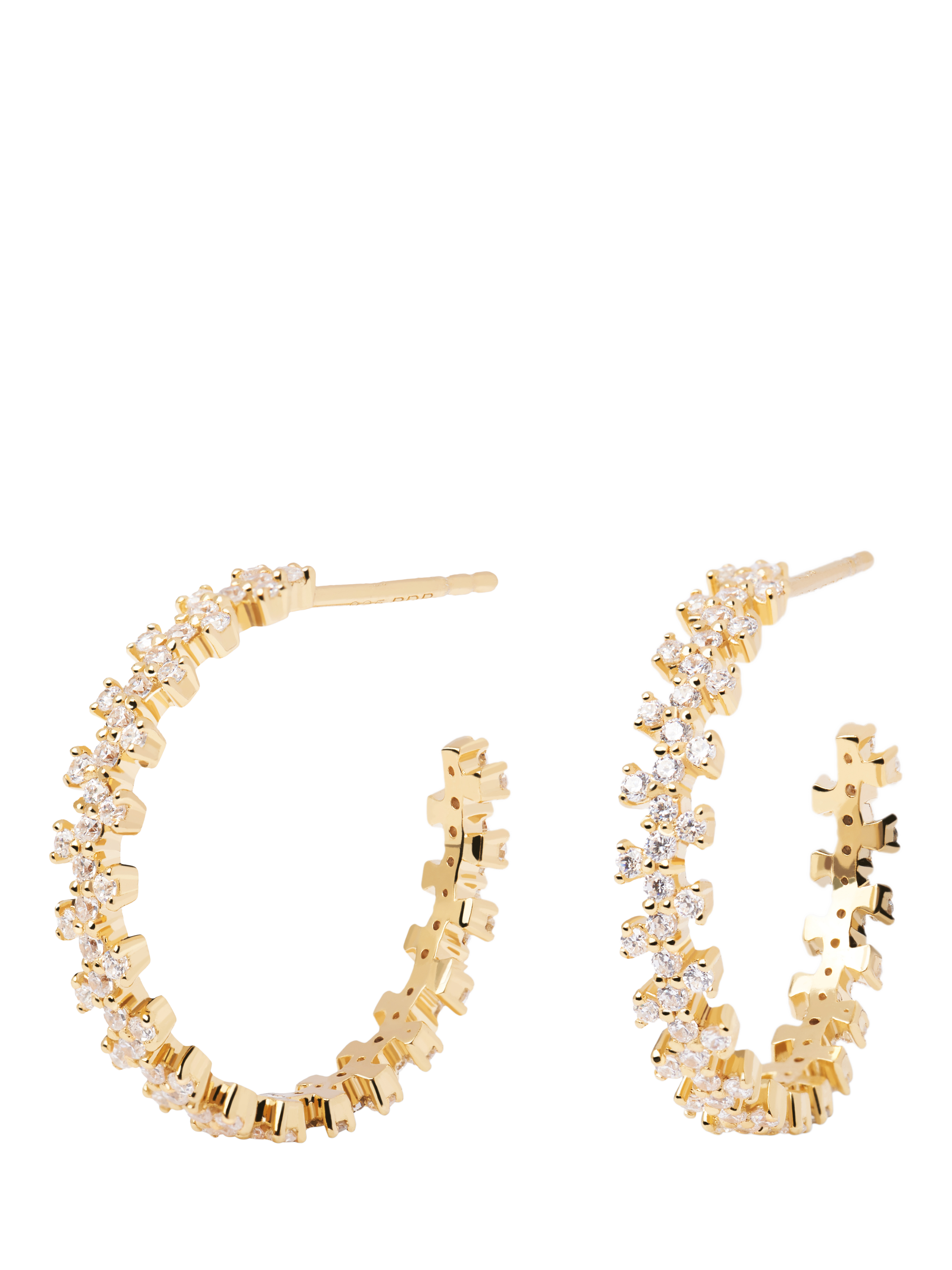 PDPAOLA Crown Cubic Zirconia Hoop Earrings, Gold