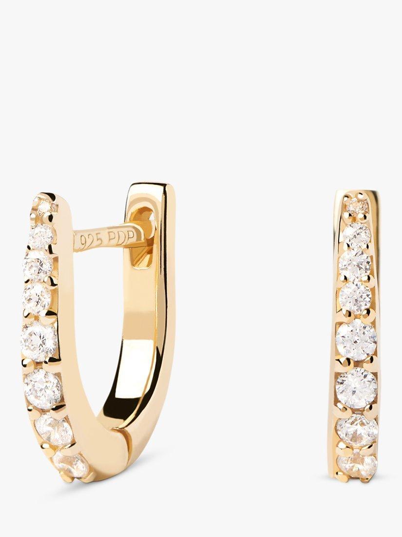 Product image 1 of 2, which shows PDPAOLA Stare Cubic Zirconia Hoop Earrings, Gold