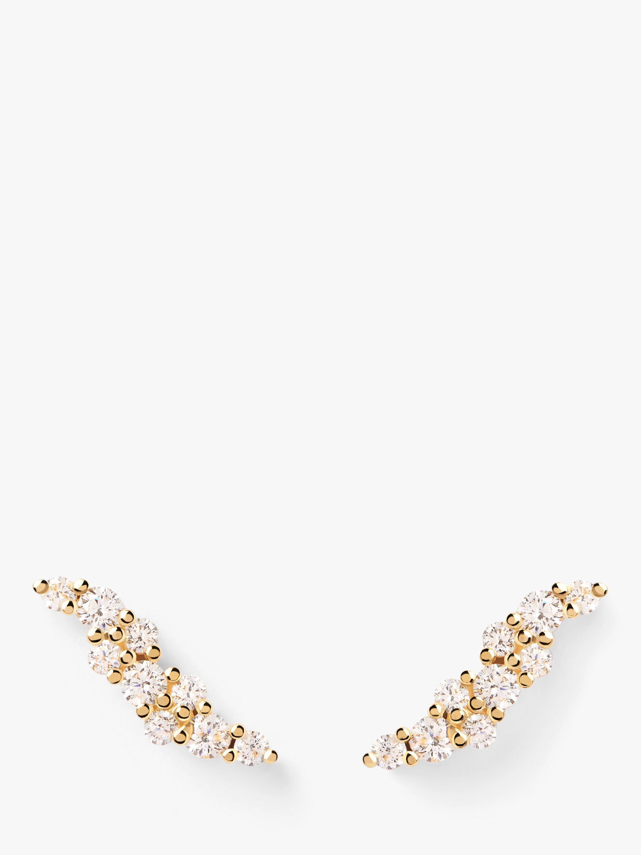 PDPAOLA Natura Cubic Zirconia Stud Earrings, Gold
