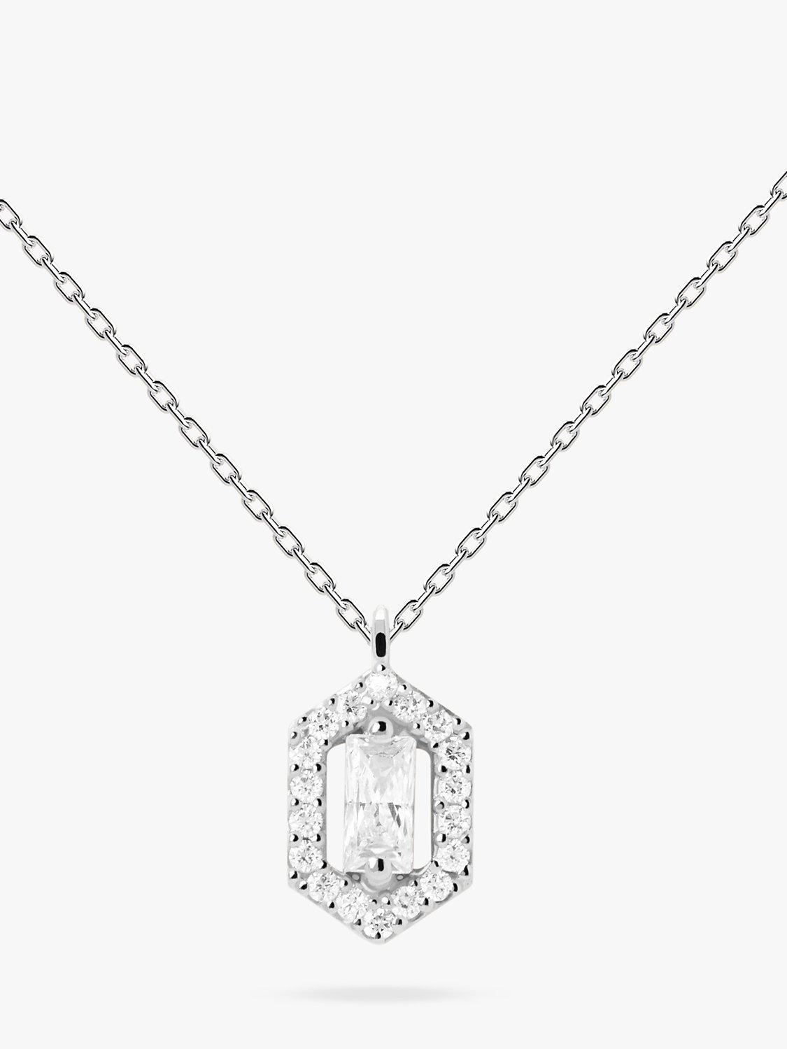 PDPAOLA Sentiment Zircon Pendant Necklace, Silver