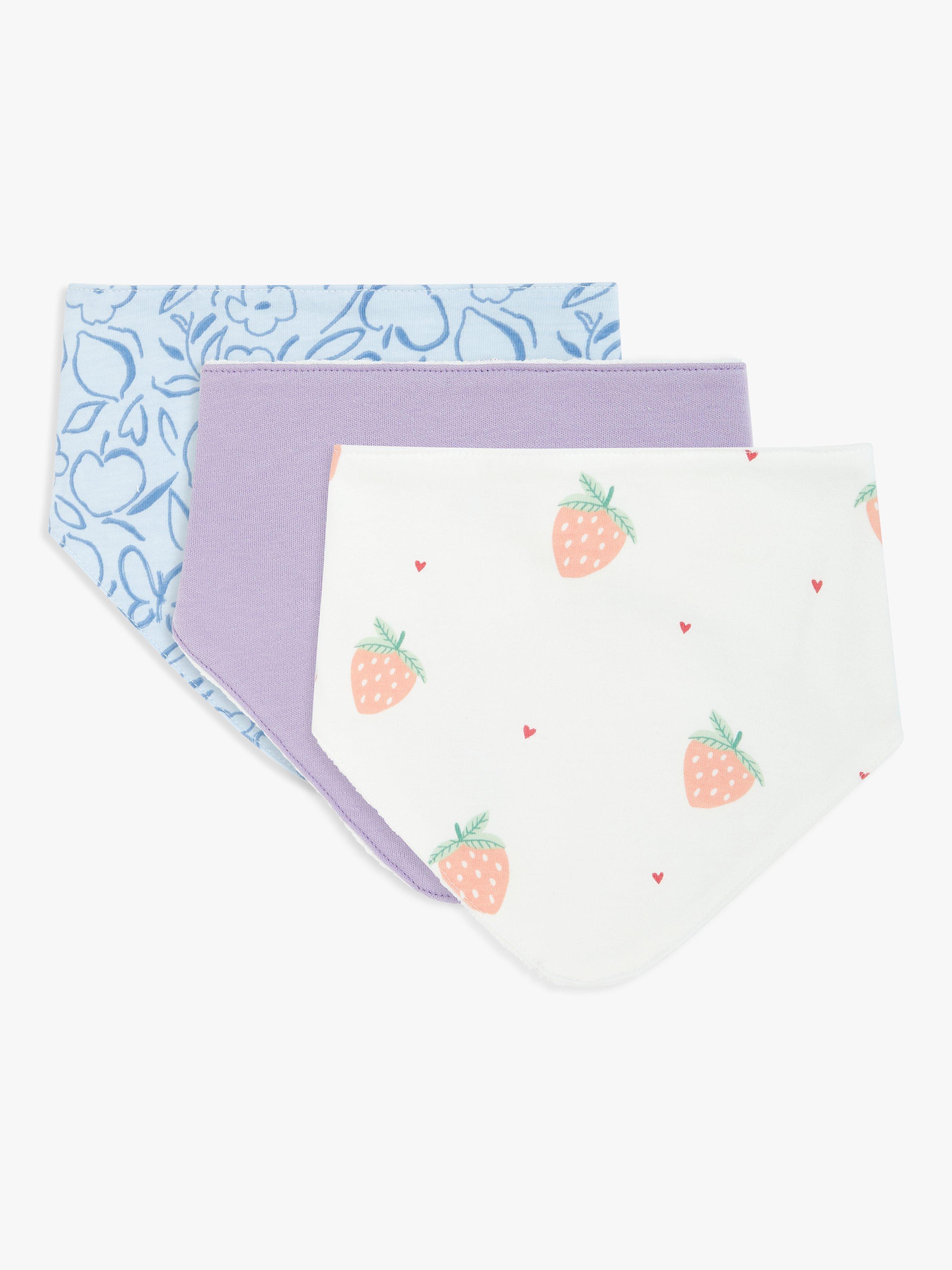 John Lewis Strawberry Mix Baby Dribble Bib, Pack of 3