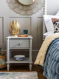 John Lewis Bobbin 1 Drawer Bedside Table - view 2, Grey