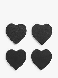 John Lewis Slate Heart Coasters, Set of 4, Black, Black