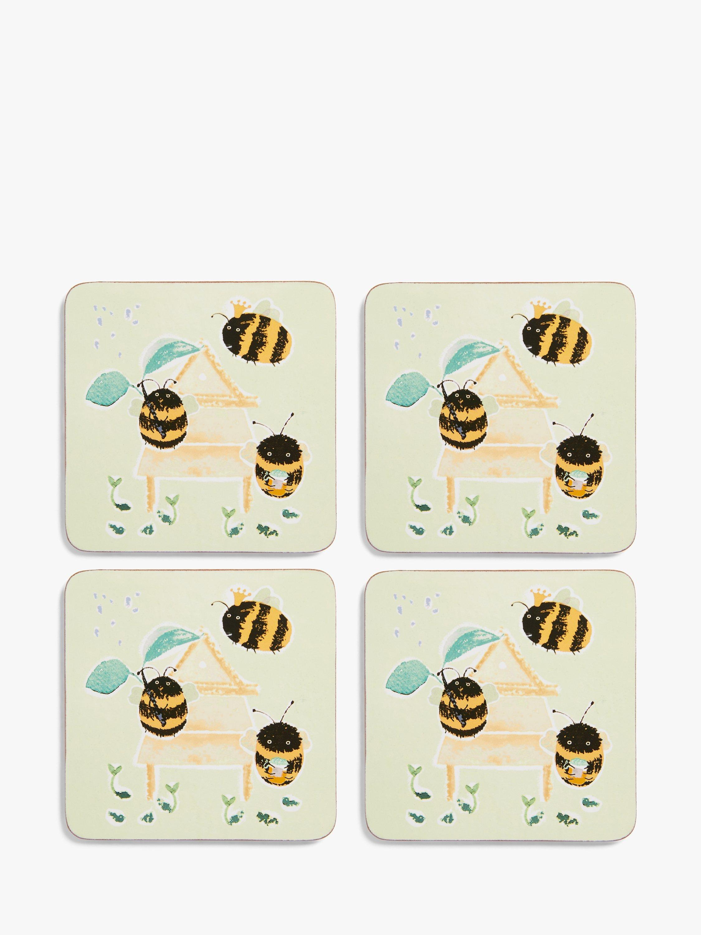 John Lewis Kids' Bee Coasters, Set of 4, Yellow/Multi