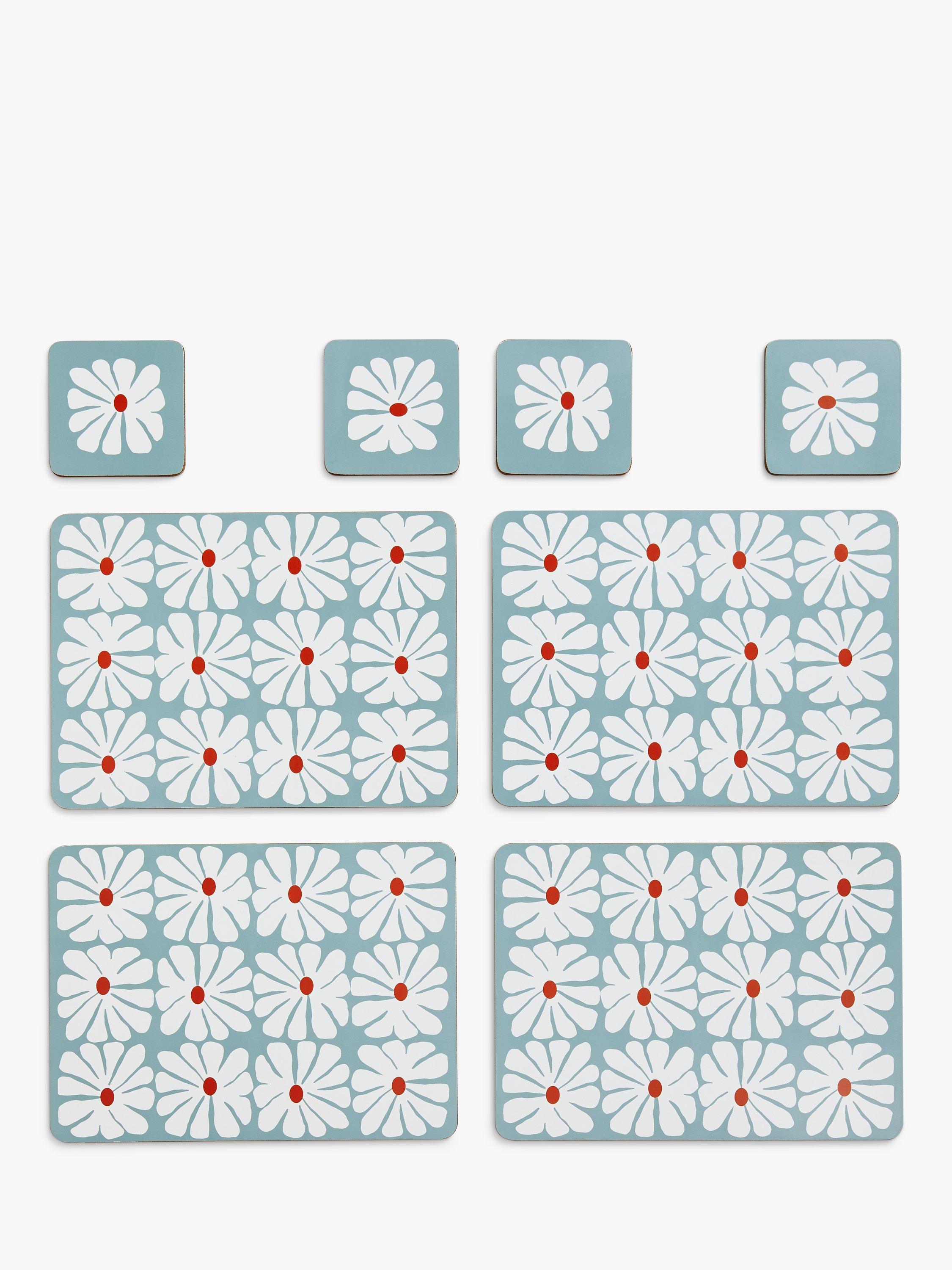 John Lewis ANYDAY Flower Cork-Backed Placemats & Coasters, Set of 4, Blue/Multi