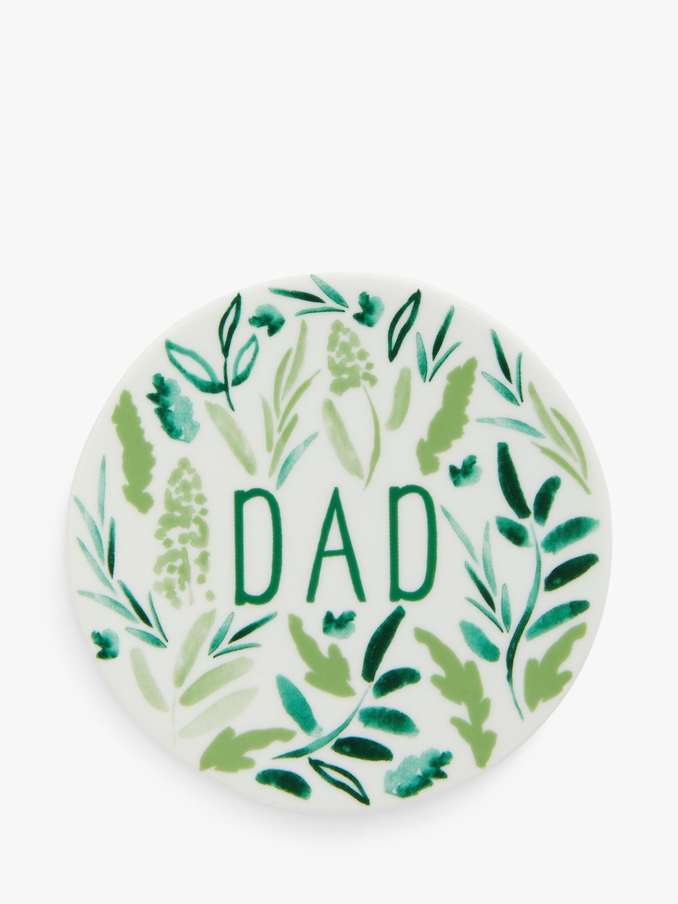 John Lewis 'Dad' Fine China Round Coaster, Green