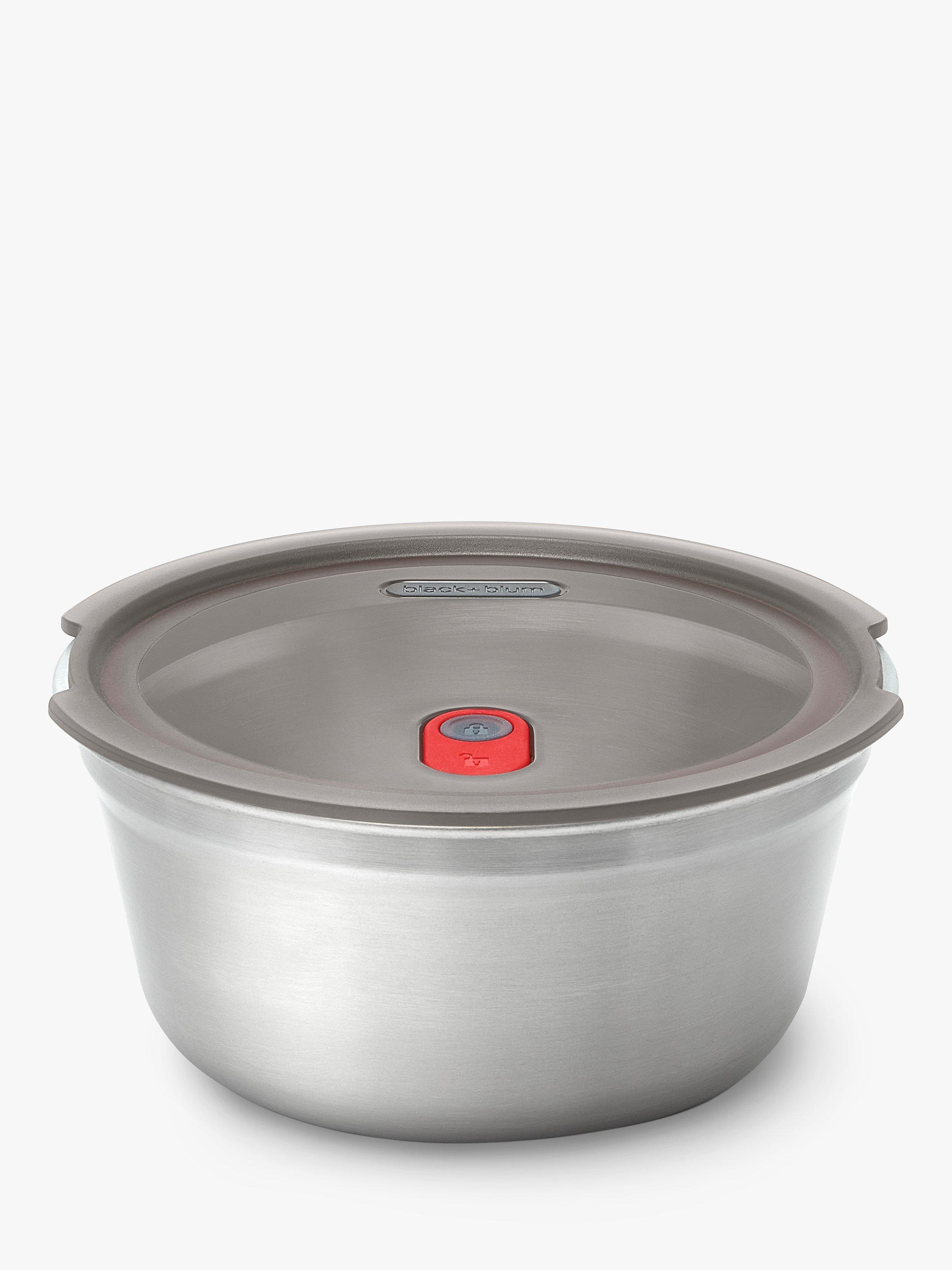 black+blum Stainless Steel Microwaveable Round Lunch Box, Grey/Red