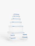 John Lewis Airtight Plastic Kitchen Storage Container, Set of 10, Clear/Blue