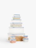 John Lewis Airtight Plastic Kitchen Storage Container, Set of 10, Clear/Blue