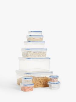 John Lewis Airtight Plastic Kitchen Storage Container, Set of 10, Clear/Blue - view 2, Clear/Blue