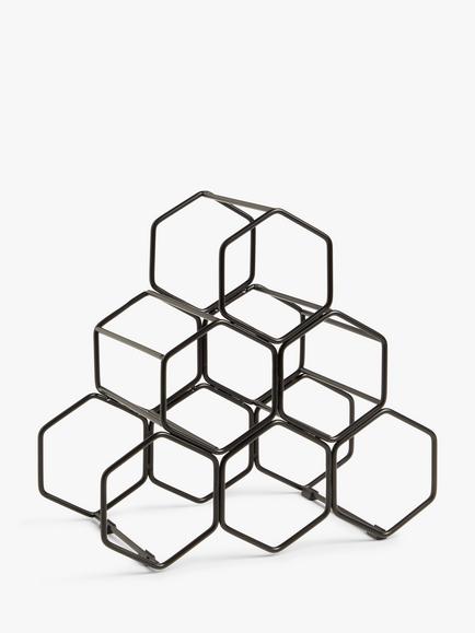 John Lewis Honeycomb Metal Wine Rack, 6 Bottle, Black