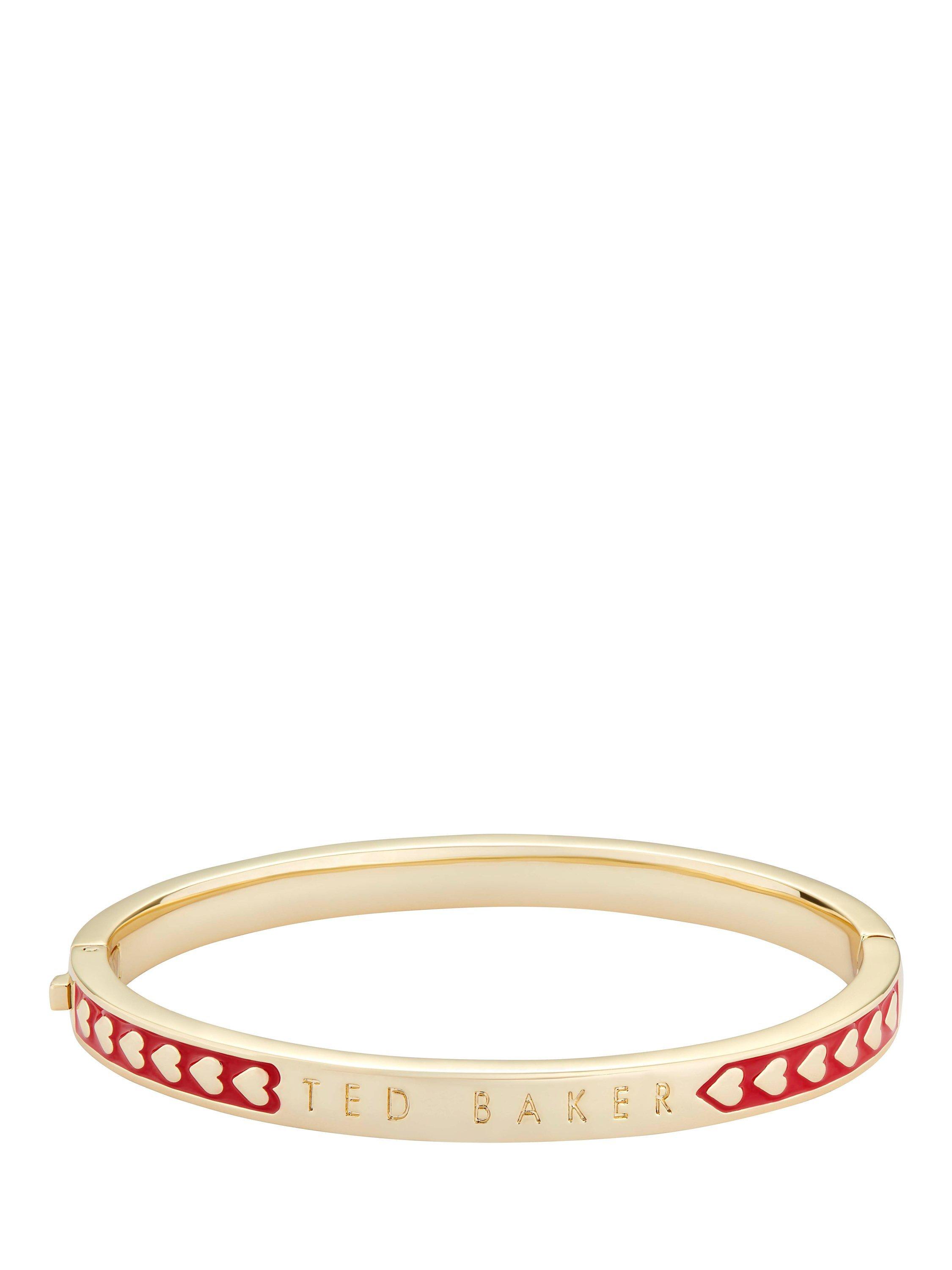 Ted Baker Elliee Heart Enamel Bangle, Gold/Red
