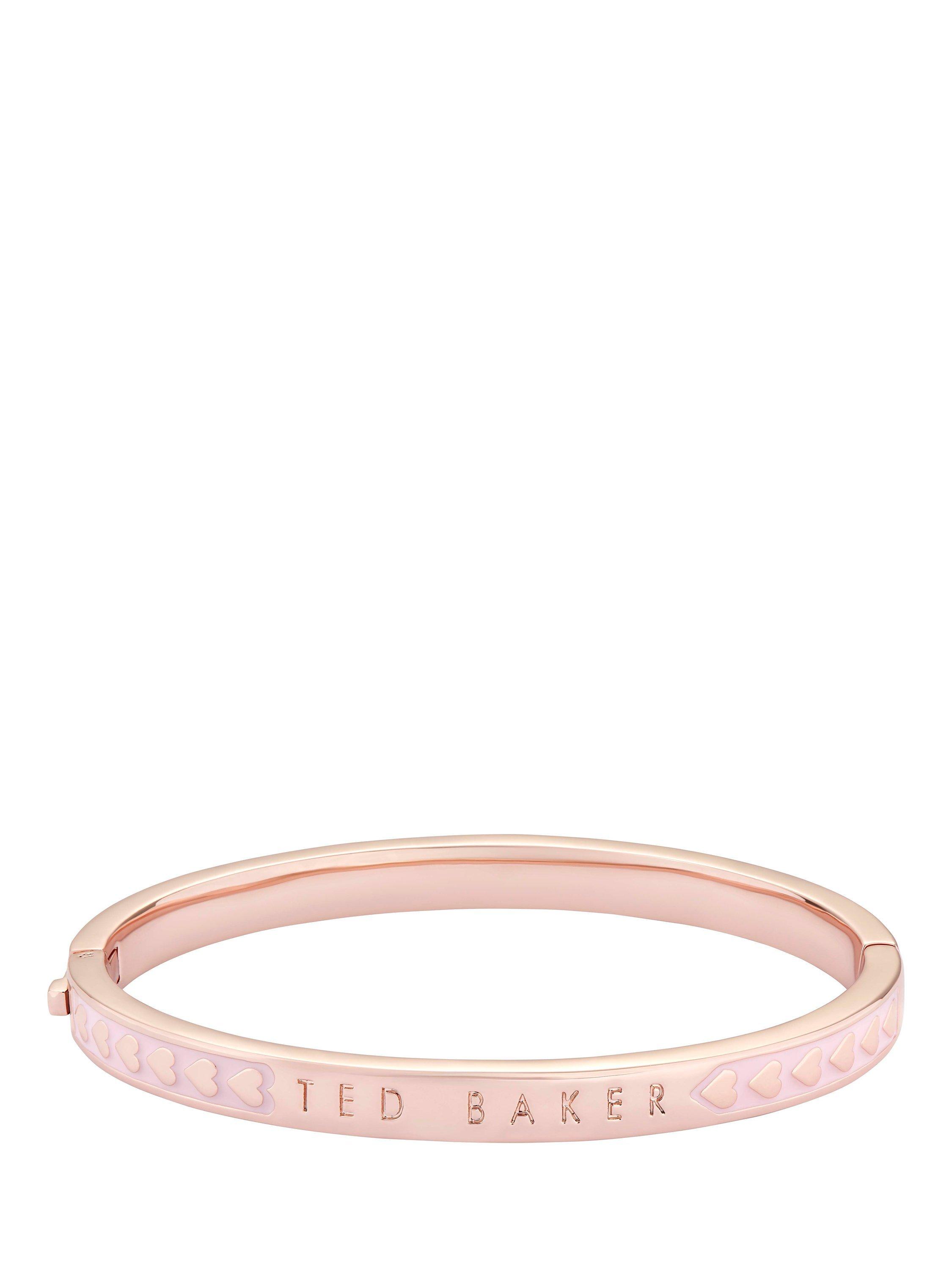 Ted Baker Elliee Heart Enamel Bangle, Rose Gold/Pink