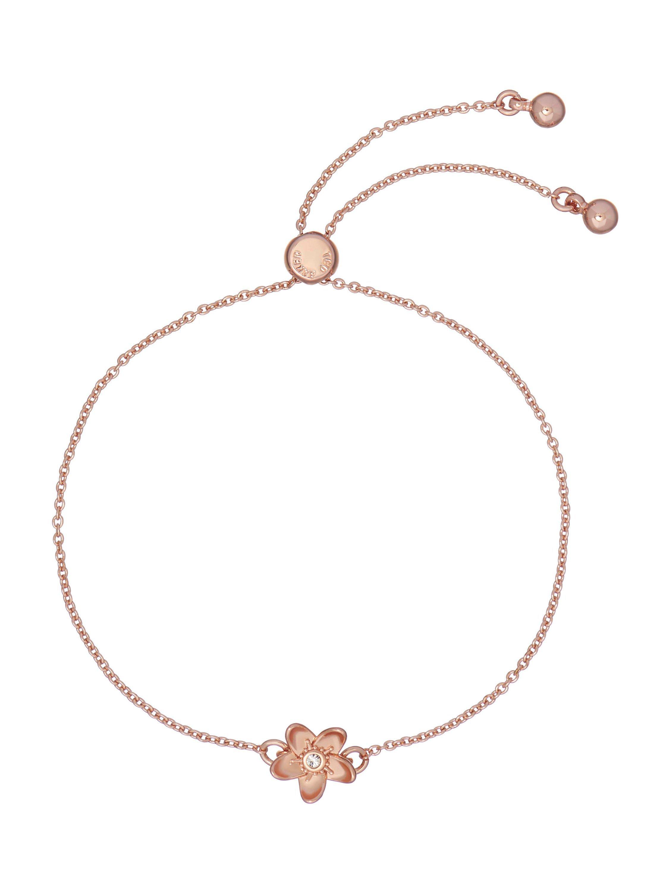 Ted Baker Braidn Blossom Crystal Charm Bracelet, Rose Gold