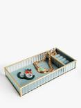 John Lewis Rectangular Glass & Brass Cushioned Jewellery Drawer, Gold/Teal