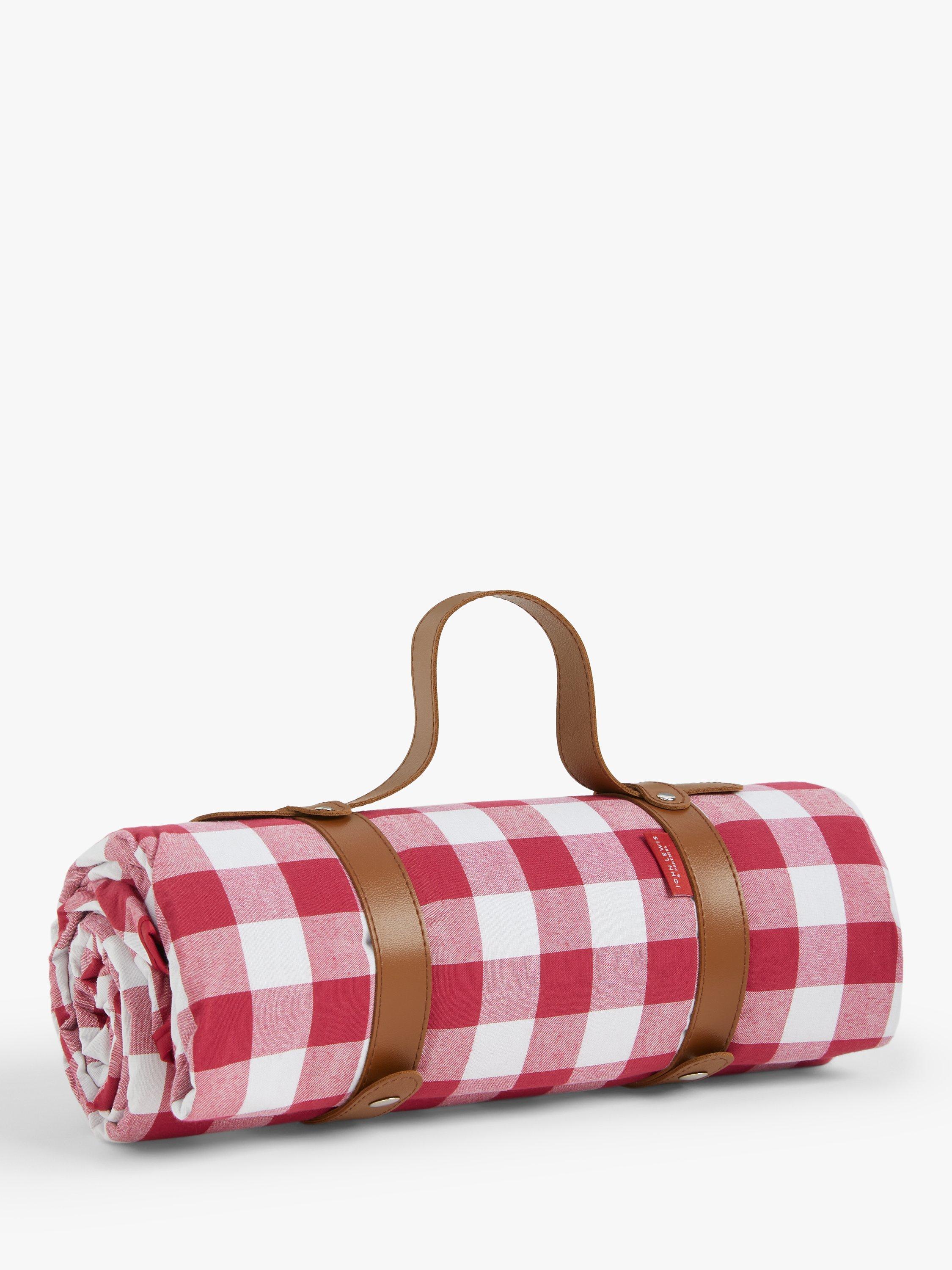 John Lewis Check Pattern Picnic Rug, Red