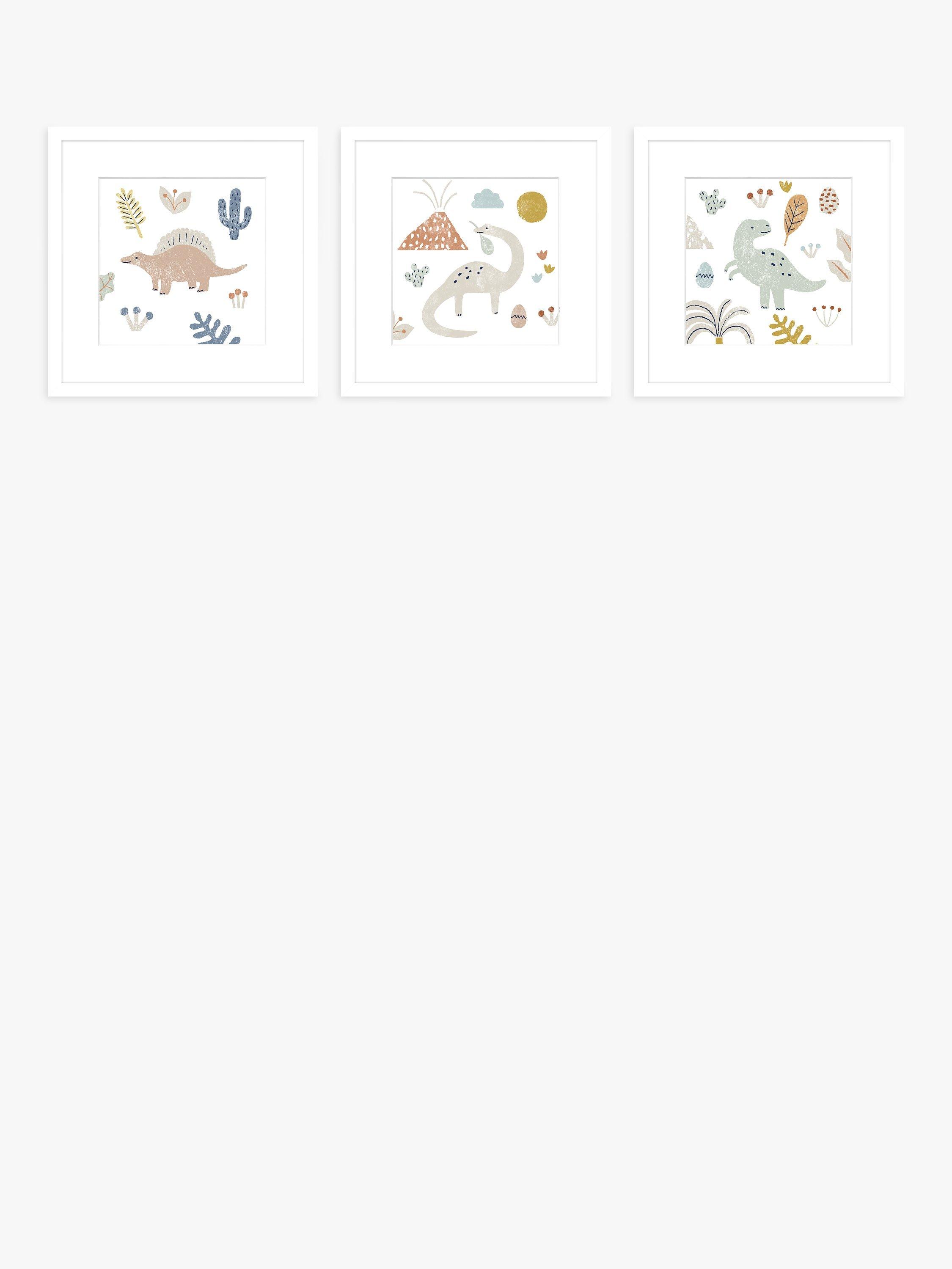 John Lewis Baby Dino Desert Wall Art Gallery Set, Set of 3, 20 x 20cm