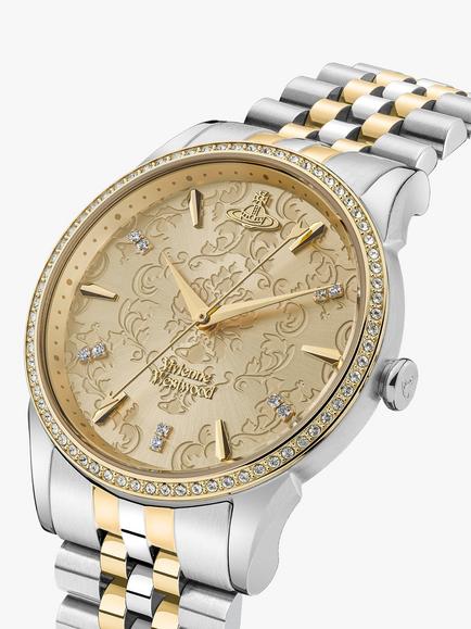 Vivienne Westwood VV208CPSG Women's The Wallace Swarovski Crystal Two-Tone Bracelet Strap Watch, Silver/Gold - view 2, Champange