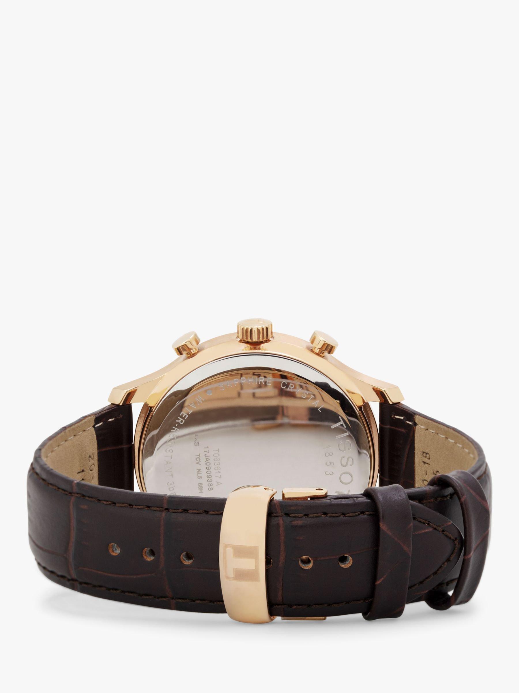 Product image 5 of 6, which shows Tissot T0636173603700 Men's Tradition Chronograph Date Leather Strap Watch, Brown/White
