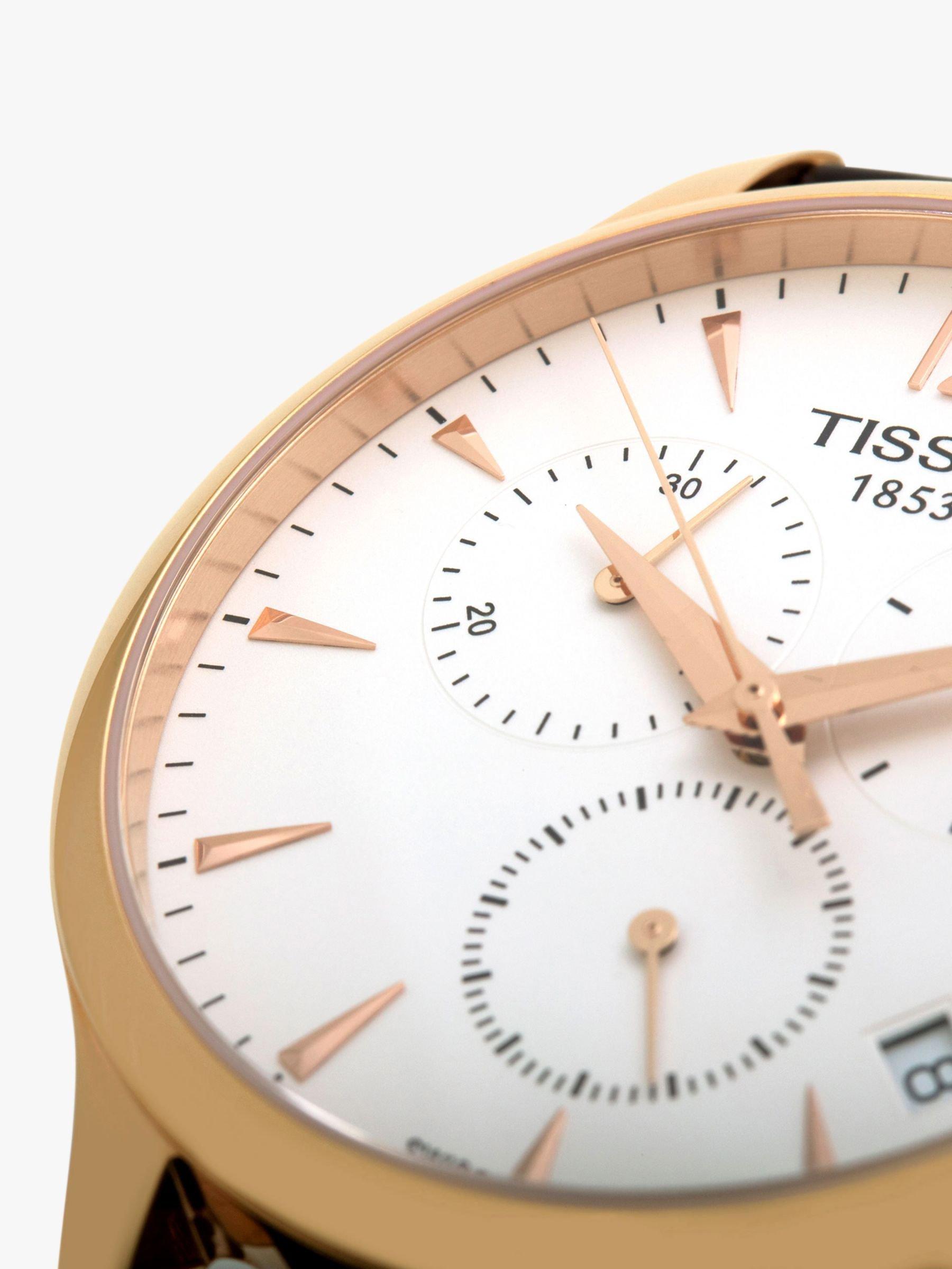 Product image 6 of 6, which shows Tissot T0636173603700 Men's Tradition Chronograph Date Leather Strap Watch, Brown/White