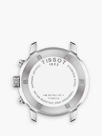 Tissot T1144171104700 Men's PRC 200 Chronograph Date Bracelet Strap Watch, Silver/Blue - view 2, Silver/Blue