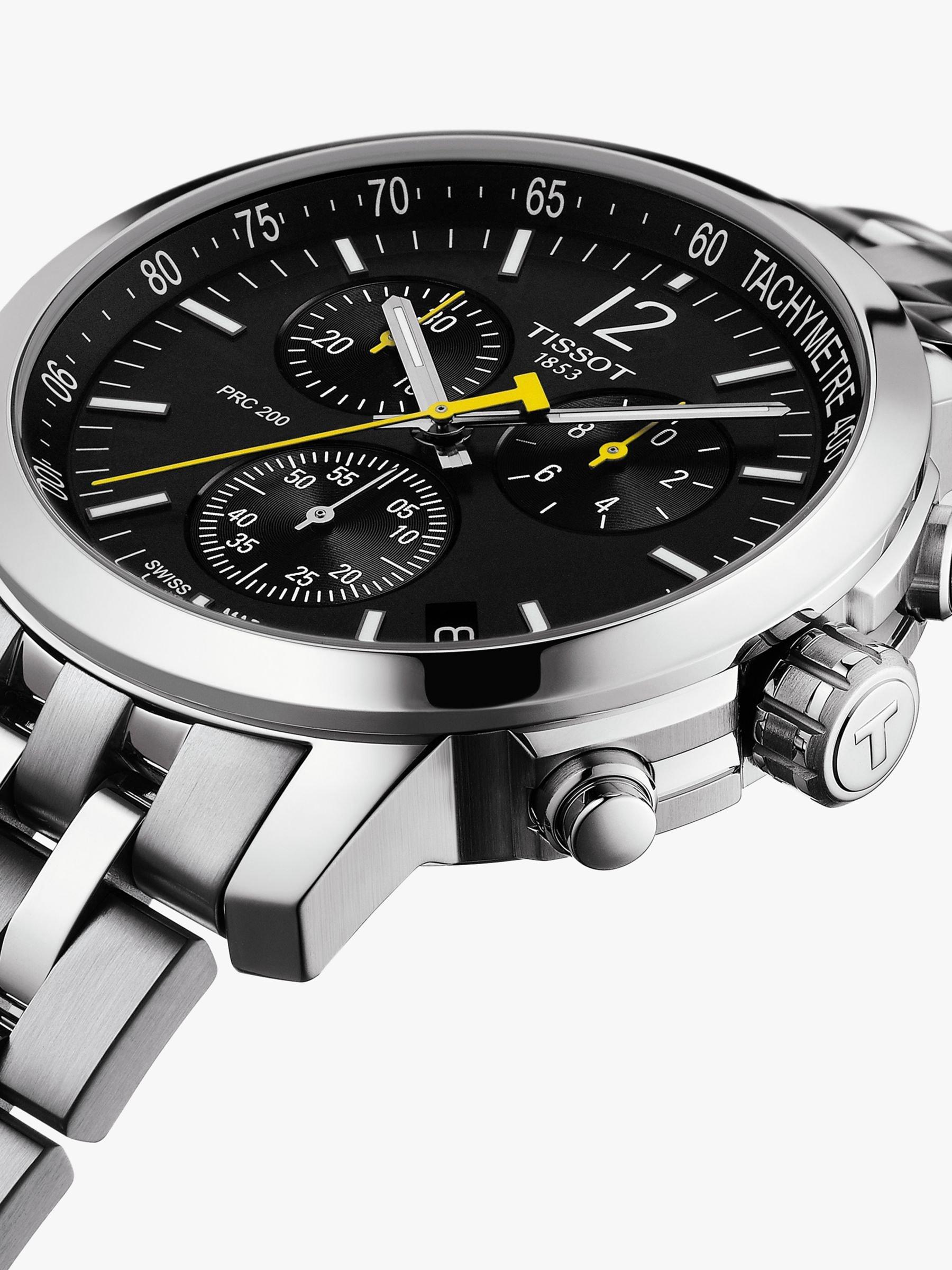 Product image 3 of 5, which shows Tissot T1144171105700 Men's PRC 200 Chronograph Date Bracelet Strap Watch, Silver/Black