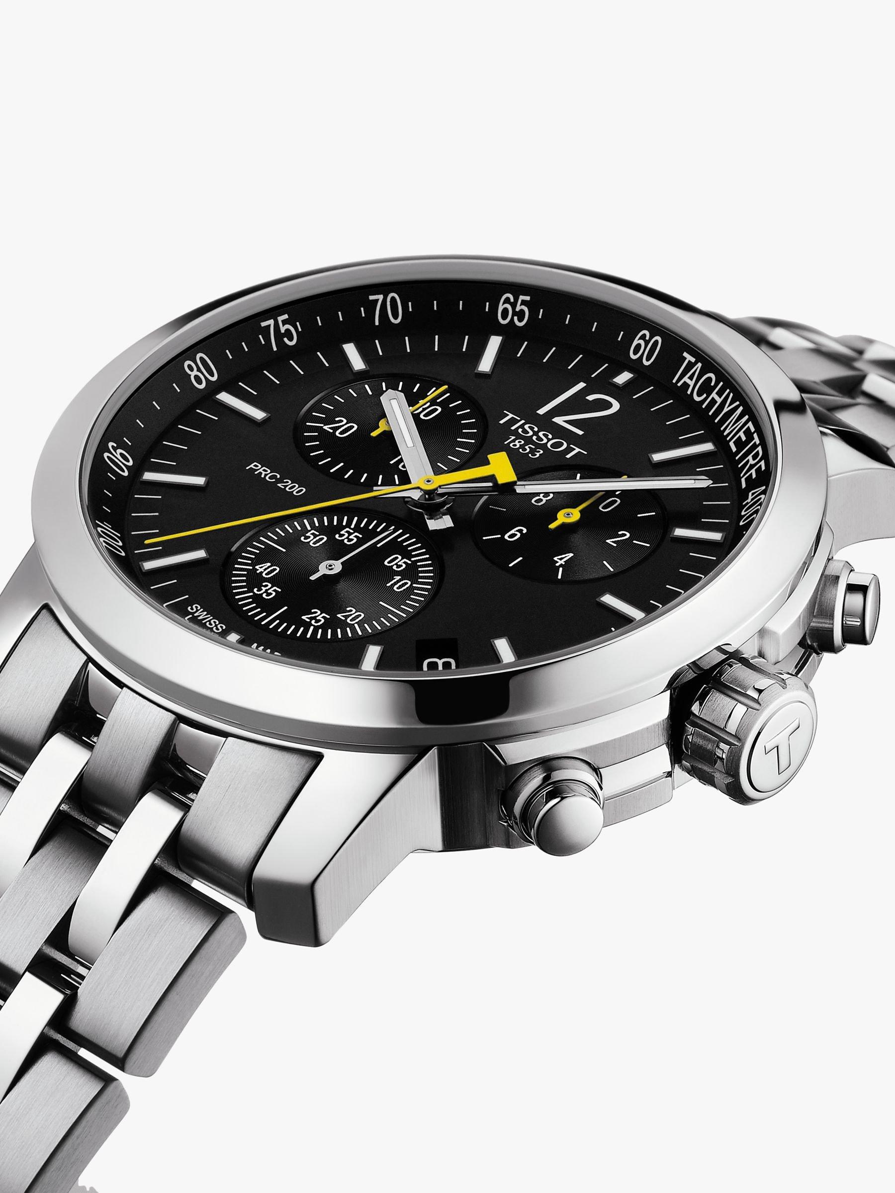 Product image 4 of 5, which shows Tissot T1144171105700 Men's PRC 200 Chronograph Date Bracelet Strap Watch, Silver/Black
