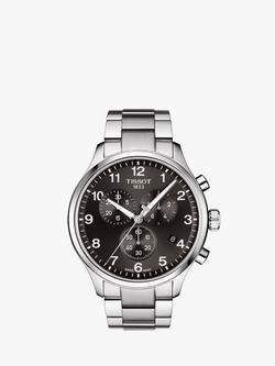 Tissot T1166171105701 Men's Chrono XL Classic Chronograph Date Bracelet Strap Watch, Silver/Black, Silver/Black