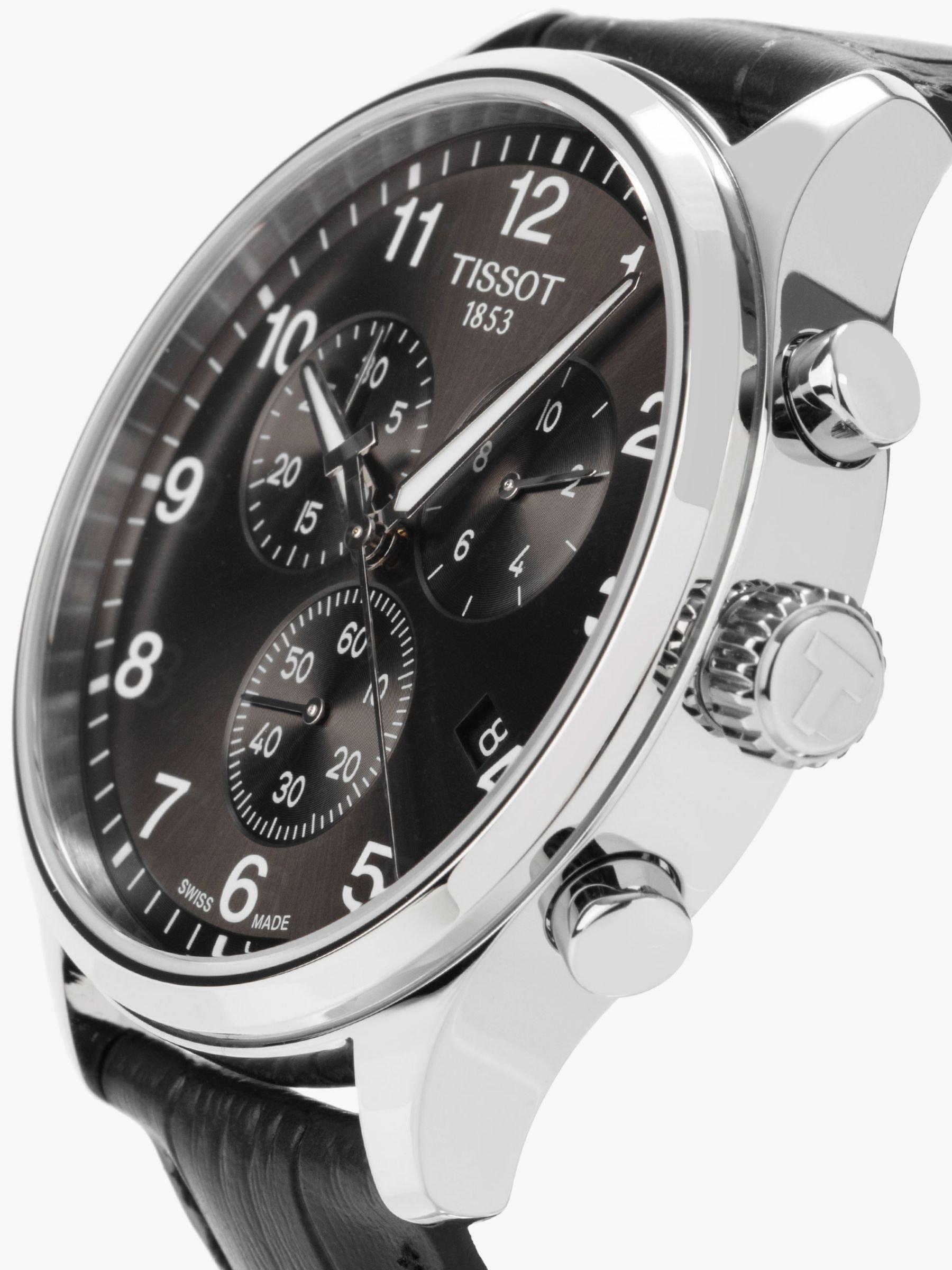 Product image 3 of 5, which shows Tissot T1166171605700 Men's Classic Chronograph Date Leather Strap Watch, Black