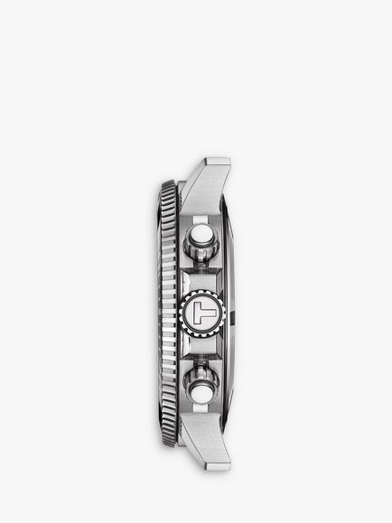 Tissot T1204171109101 Men's Seastar Chronograph Date Bracelet Strap Watch, Silver/Green - view 2, Silver/Green