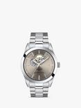 Tissot T1274071108100 Men's Gentleman Automatic Powermatic 80 Heartbeat Bracelet Strap Watch, Silver/Brown