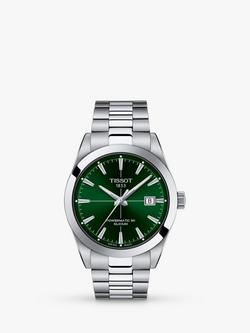 Tissot T1274071109101 Men's Gentleman Date Bracelet Strap Watch, Silver/Green, Silver/Green