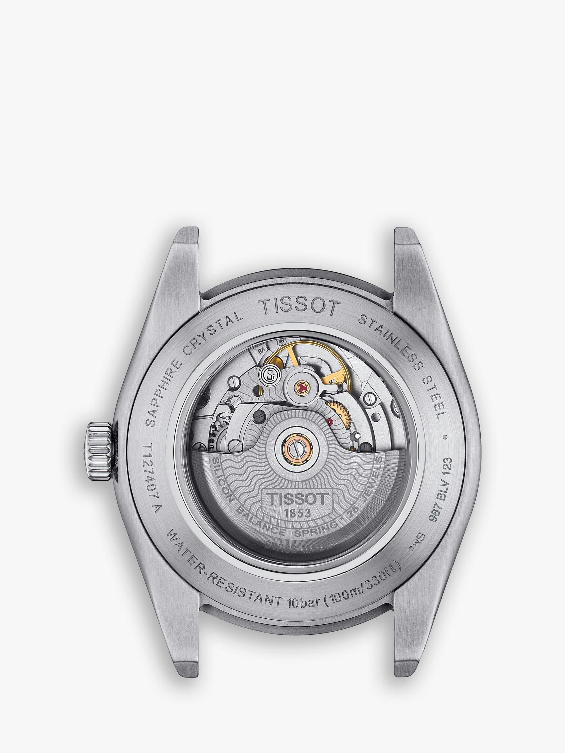Product image 4 of 4, which shows Tissot T1274071109101 Men's Gentleman Date Bracelet Strap Watch, Silver/Green