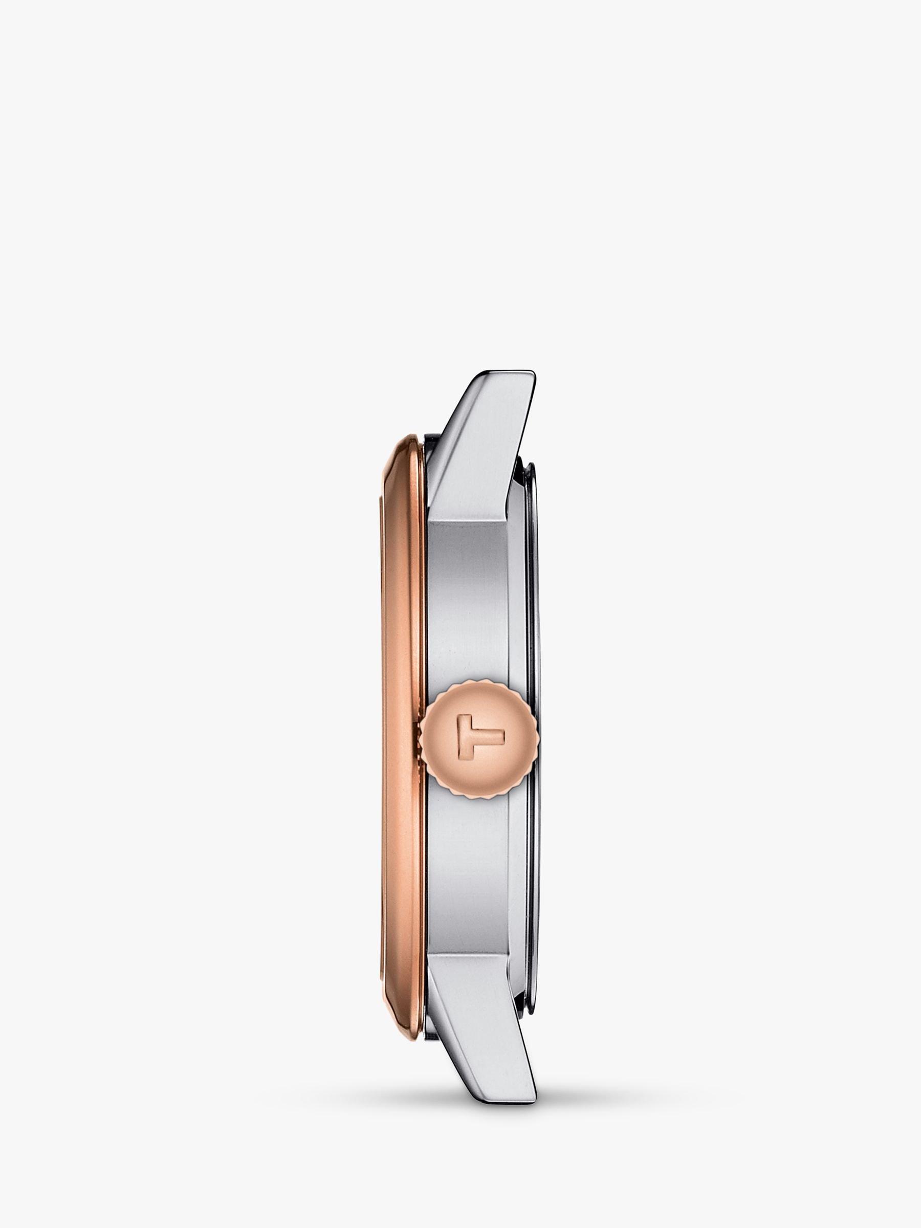 Product image 3 of 4, which shows Tissot T1292102201300 Women's Classic Dream Date Two-Tone Bracelet Strap Watch, Silver/Rose Gold