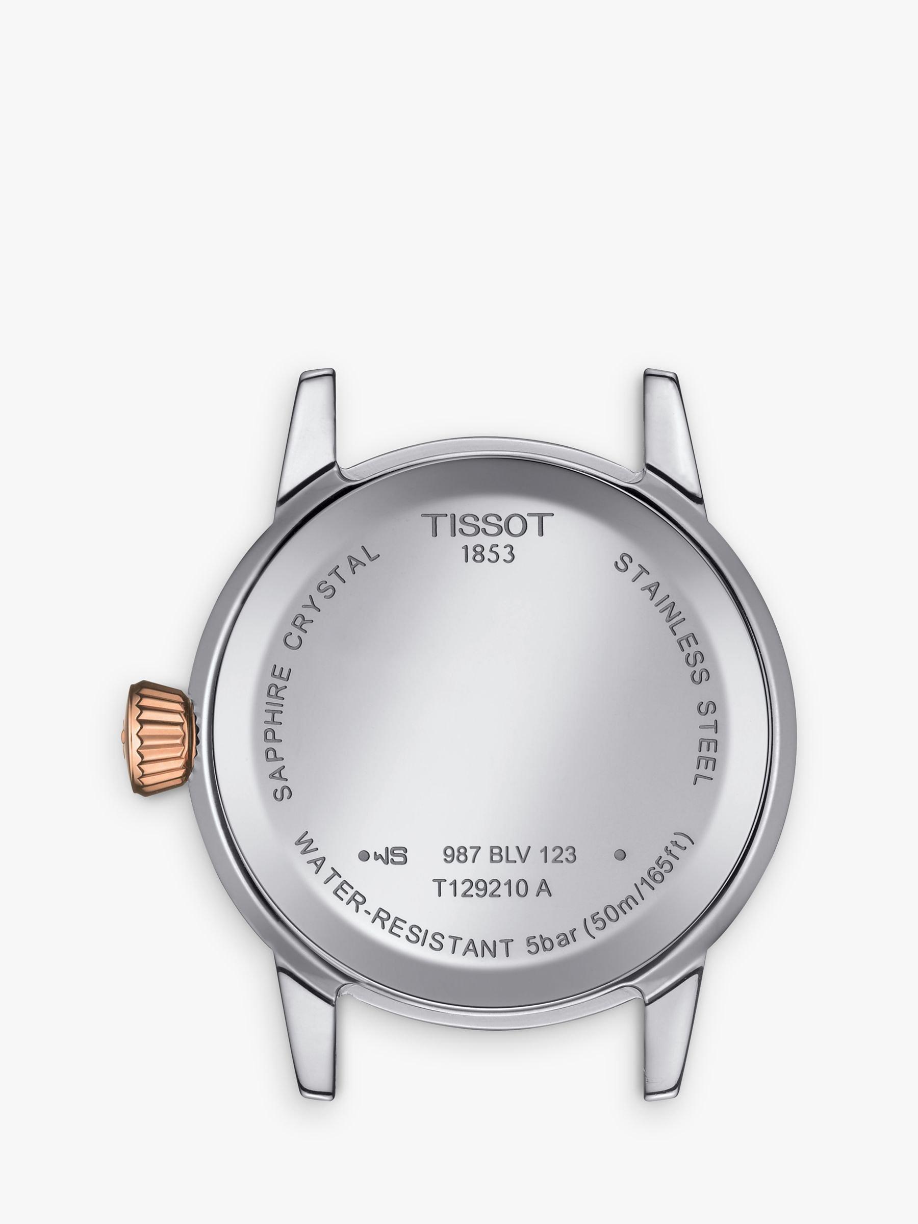 Product image 4 of 4, which shows Tissot T1292102201300 Women's Classic Dream Date Two-Tone Bracelet Strap Watch, Silver/Rose Gold
