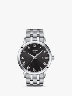 Tissot T1294101105300 Men's Classic Dream Date Bracelet Strap Watch, Silver/Black, Silver/Black
