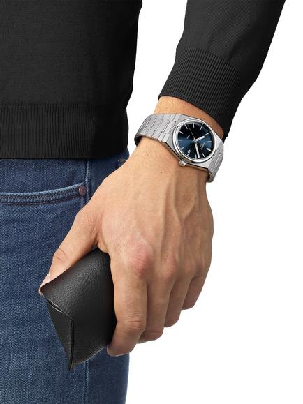 Tissot Men's PRX Date Bracelet Strap Watch - view 2, Silver/Navy T1374101104100